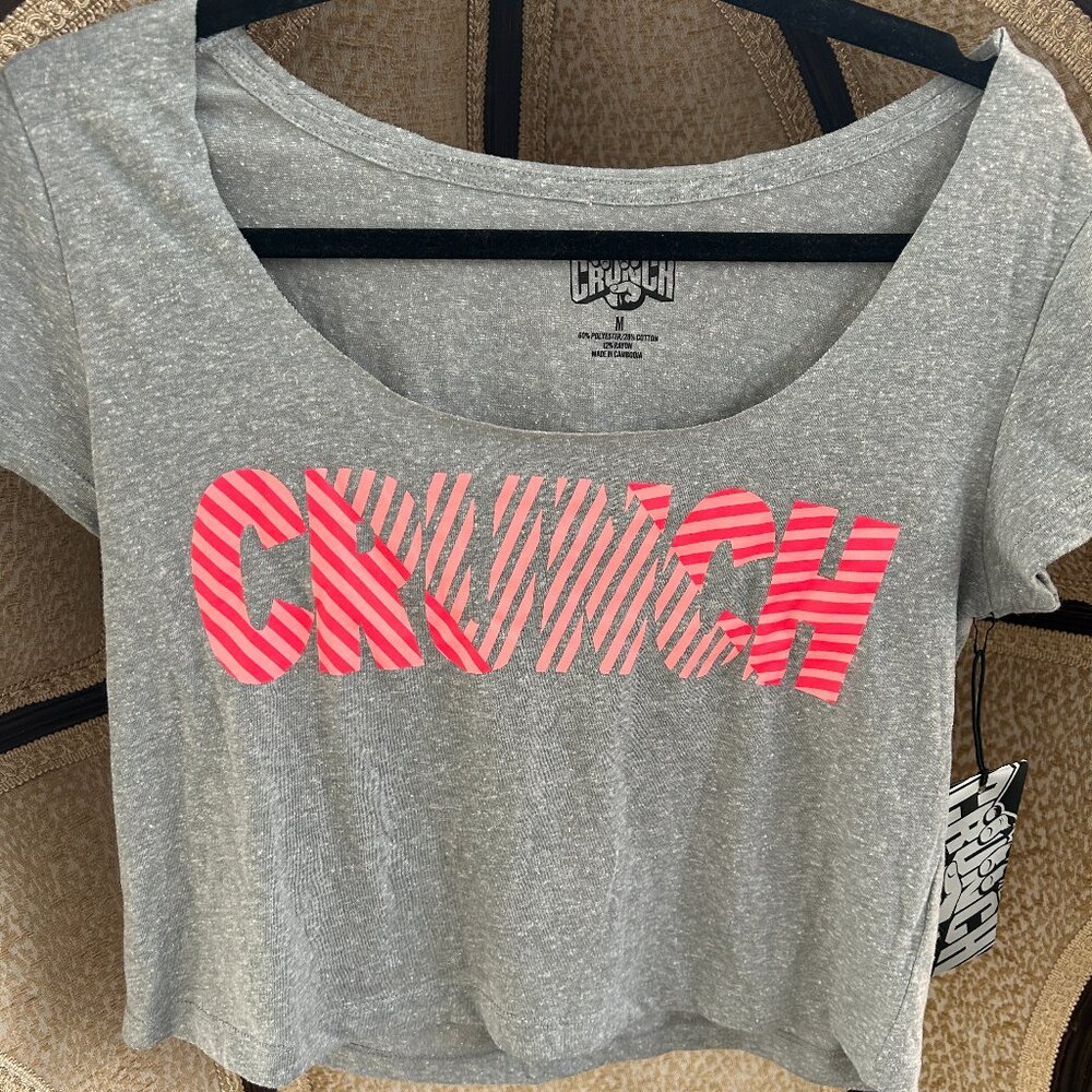 Crunch Workout Grey Cropped Tshirt Brand New Size Medium
